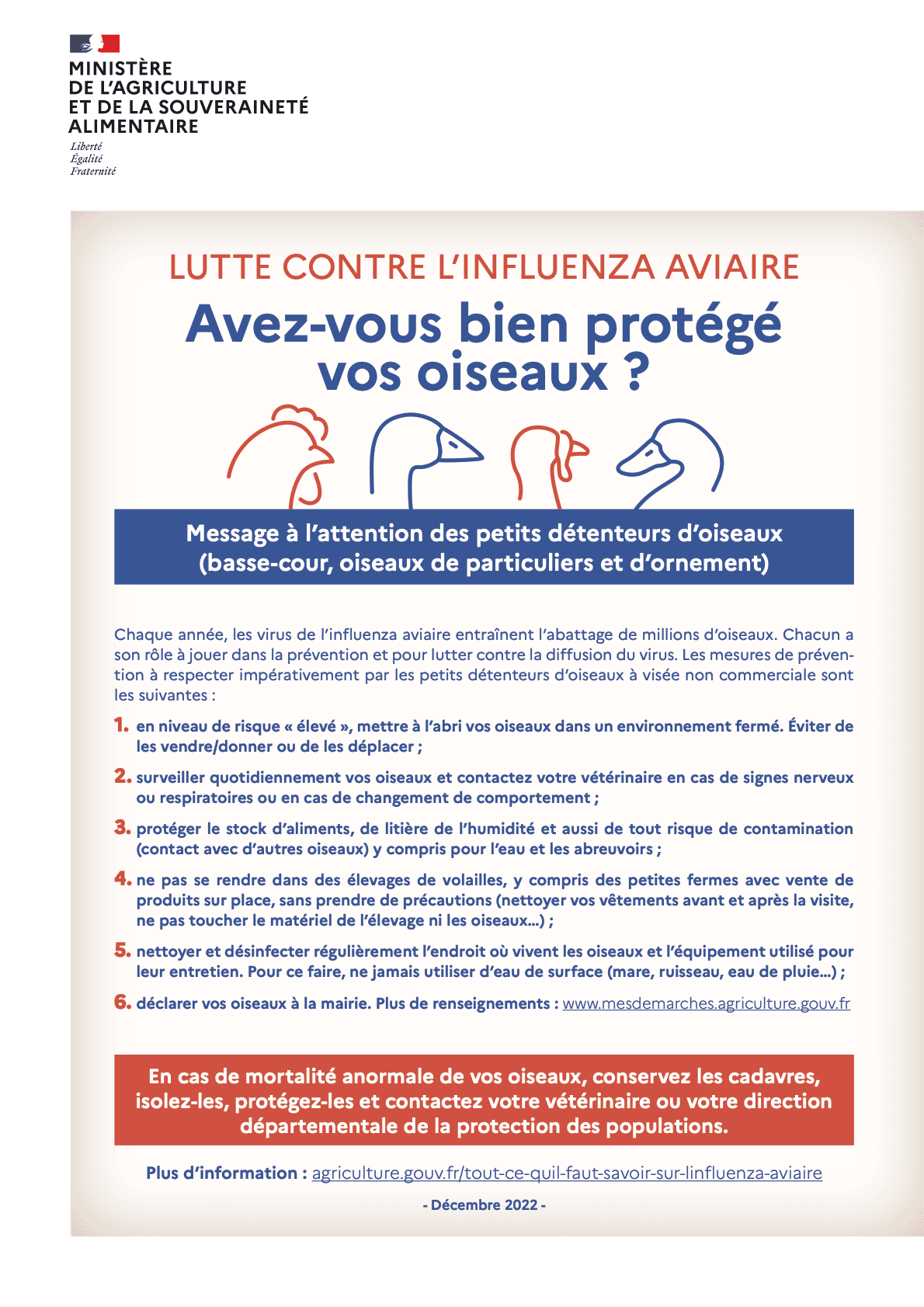 Lutte contre l'influenza aviaire